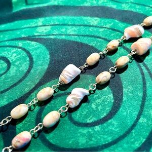 Vintage Shell-Inspired Long Glass Necklace